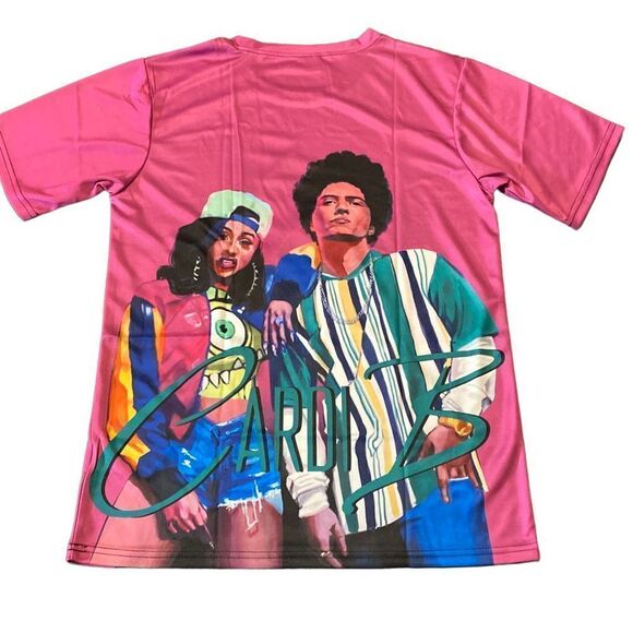 Unisex Women’s Men’s Cardi B & Bruno Mars Short Sleeve T-Shirt Size S NEW - Picture 2 of 6